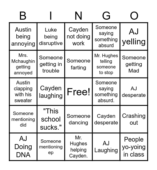 Class Bingo Card