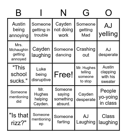 Class Bingo Card