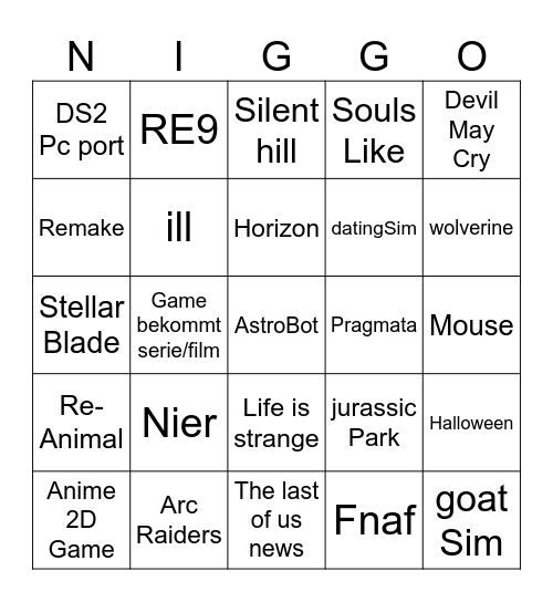 State of play Bingo Card