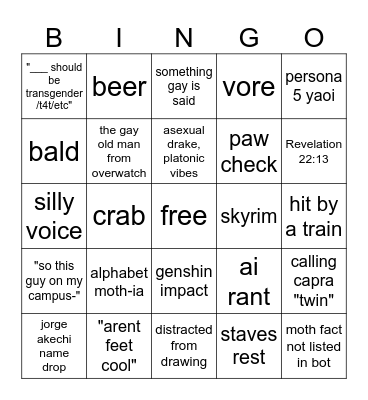 lunemoths bingo Card