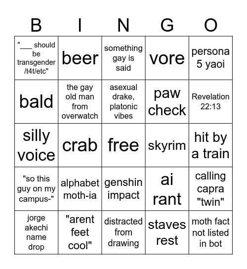 lunemoths bingo Card