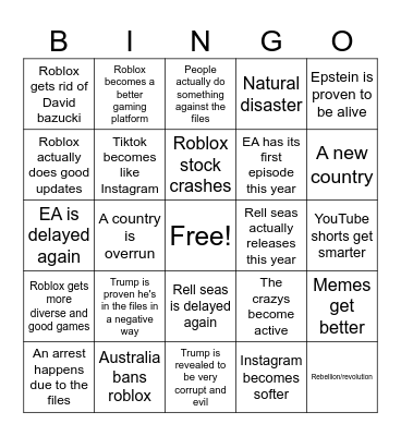 Updated 2026 bingo Card