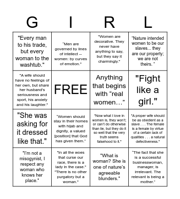 Sexist ahh bingo Card