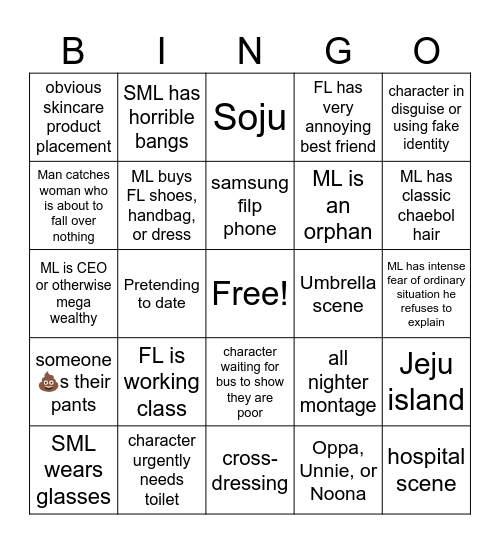 K-Drama Bingo Card