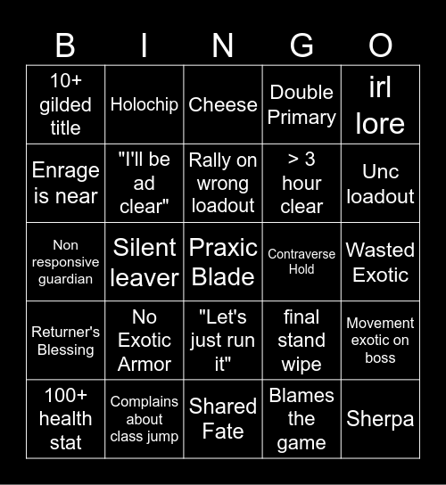 LFG BINGO Card