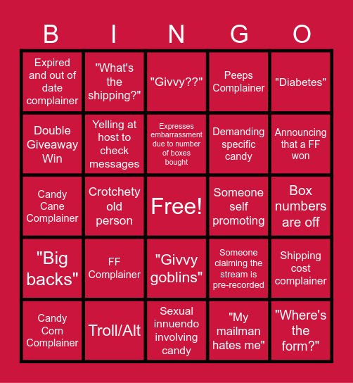 Lots of Snacks Bingo Card