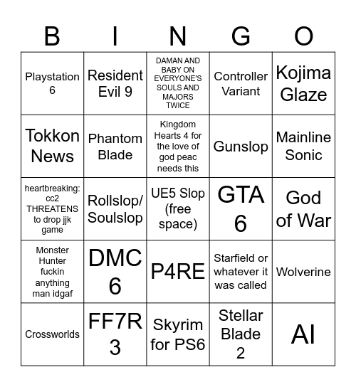 Press Start State of Play Bingo (Feb 2026) Bingo Card