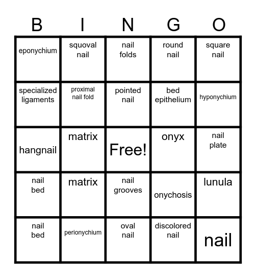 nails Bingo Card