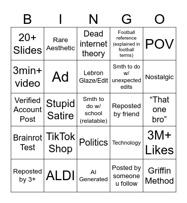 TikTok Bingo 2025 Edition Bingo Card