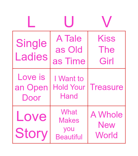 LUV Bingo Card