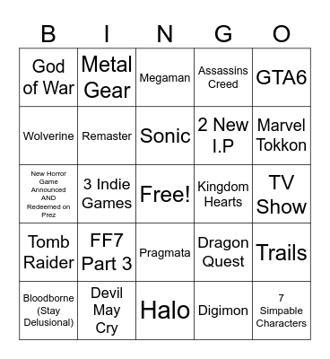 State of Play Feb 2026 Bingo Card