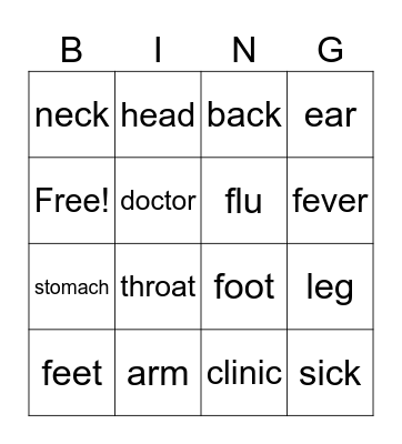 Health Bingo Card