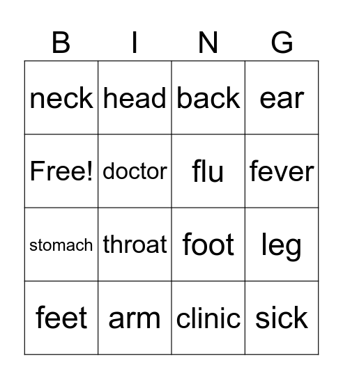 Health Bingo Card