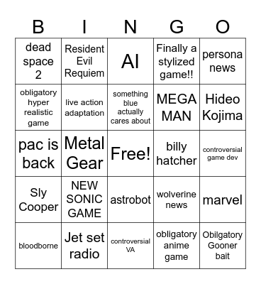 state of play Bingo Card