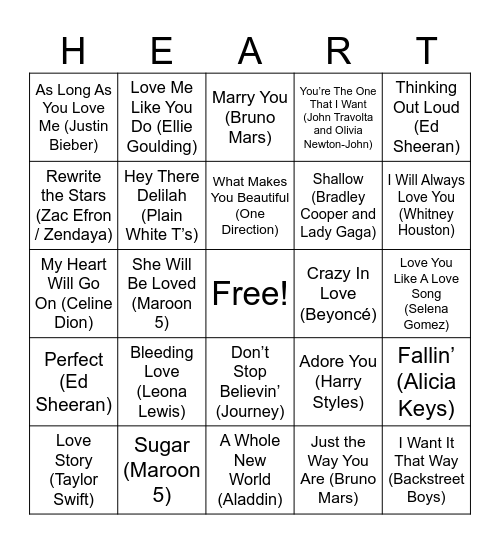 Valentine's Day Singo! Bingo Card
