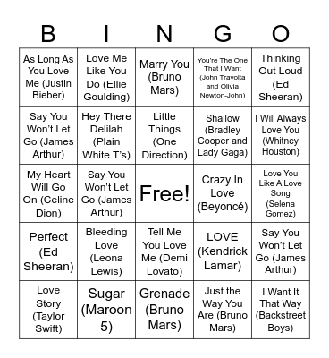 Valentine's Day Singo! Bingo Card