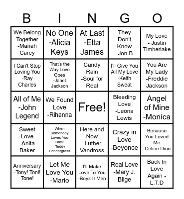 Valentine's Day Bingo Card