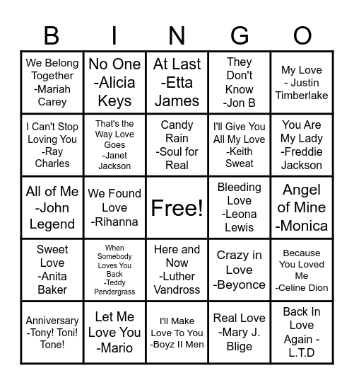 Valentine's Day Bingo Card