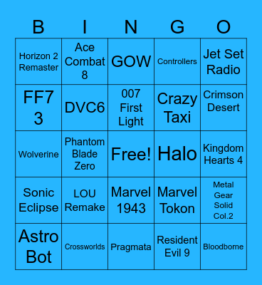 Sony State of Play 2026 Bingo Card Bingo Card