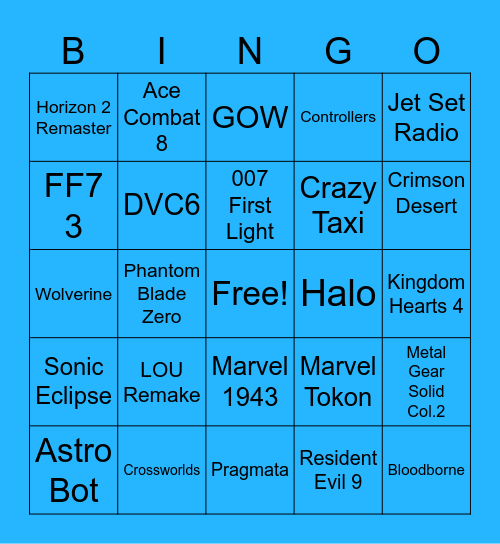 Sony State of Play 2026 Bingo Card Bingo Card
