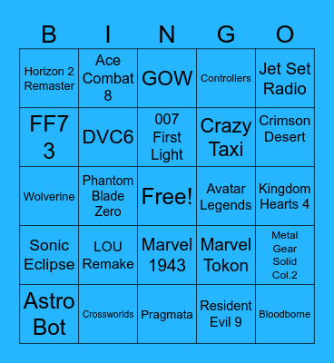 Sony State of Play 2026 Bingo Card Bingo Card