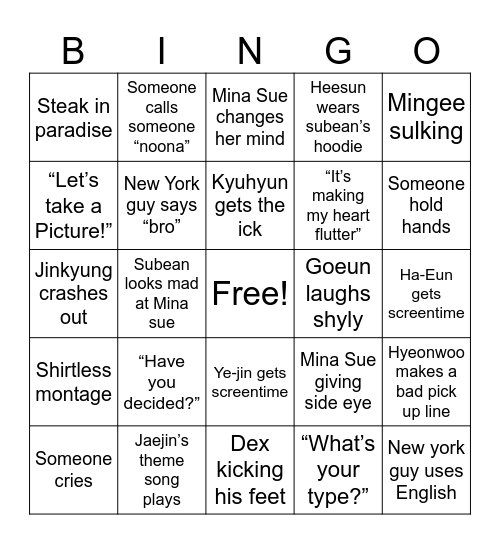 Singles inferno 5 Bingo Card