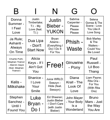 Game #1 Bingo Card