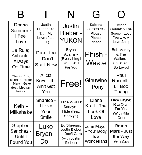 Game #1 Bingo Card