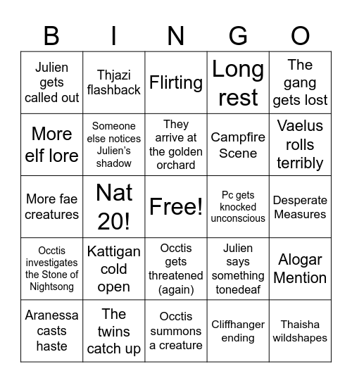 EPISODE 15 Bingo Card