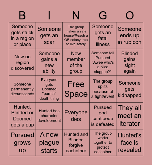 Significant events of Burden blog Bingo Card