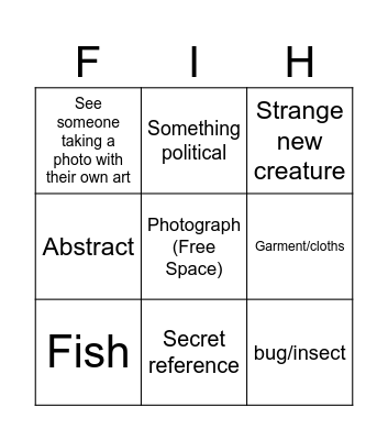 VASE Gallery Walk Bingo Card