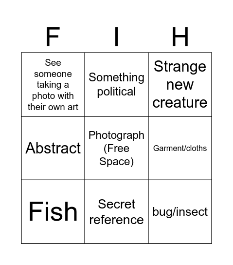 VASE Gallery Walk Bingo Card