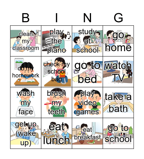 What time do you~? Bingo Card