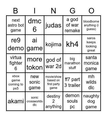 state of play feb '26 Bingo Card