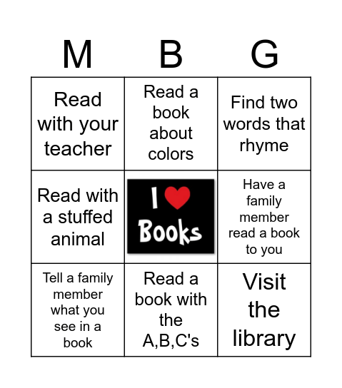 Read Across America Garvin Bingo Pre-K Bingo Card