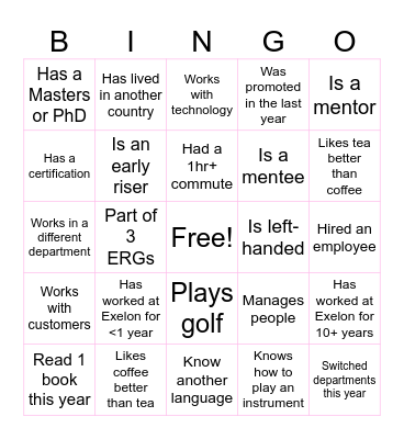 Networking Bingo! Bingo Card