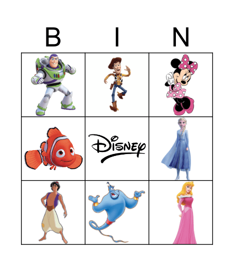 Disney Characters Bingo Card