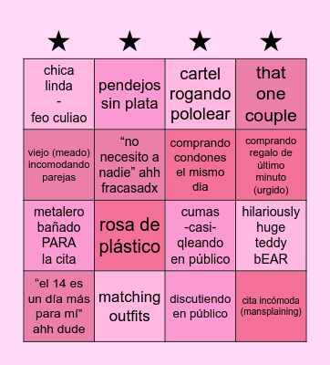 valentine's day bingo Card
