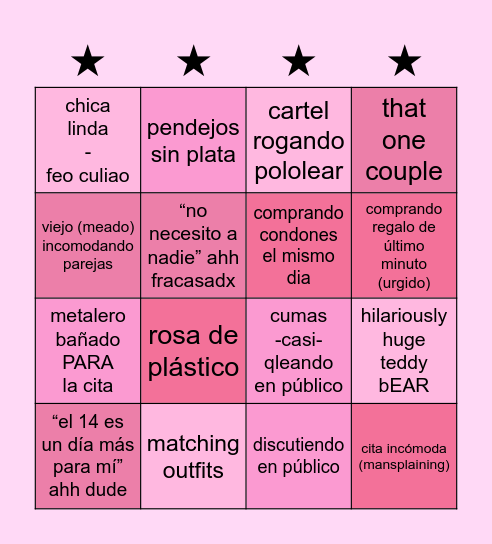 valentine's day bingo Card