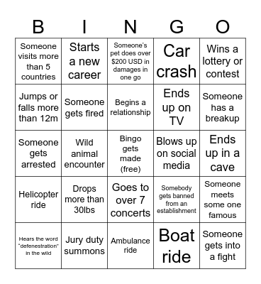2026 Bingo Card