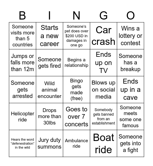 2026 Bingo Card