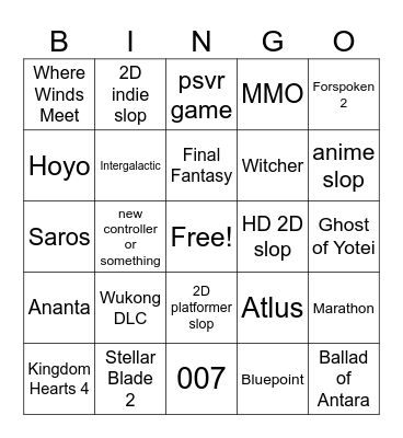 2/12/26 State of Play Bingo Card