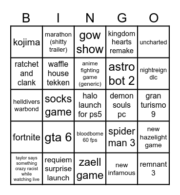 oli bingo card Bingo Card