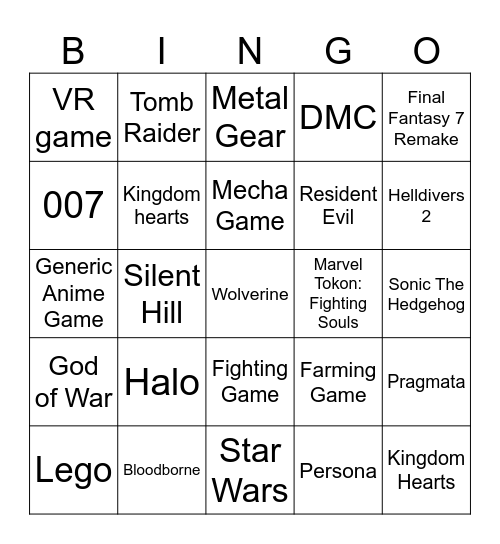 State of Play Bingo Card