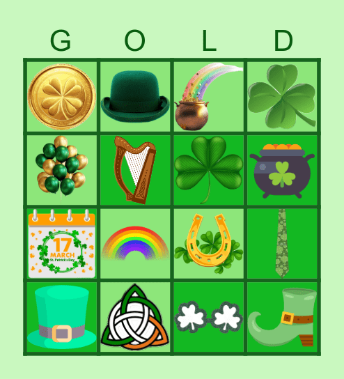 St.Patrick's Day Bingo Card