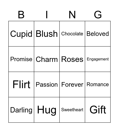 Valentine's Day Bingo Card