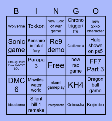 State of play 2026 Bingo Card