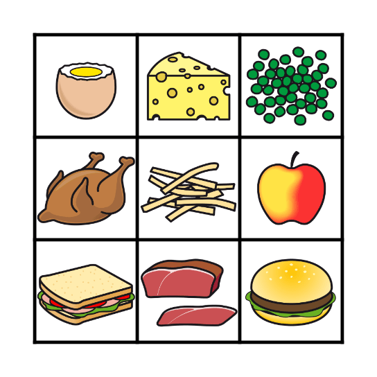 Food and drinks Bingo Card