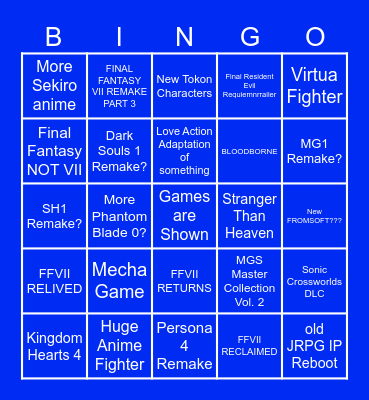 State of Play Tomorrow Bingo Card