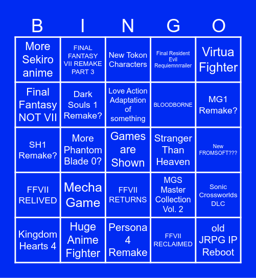 State of Play Tomorrow Bingo Card